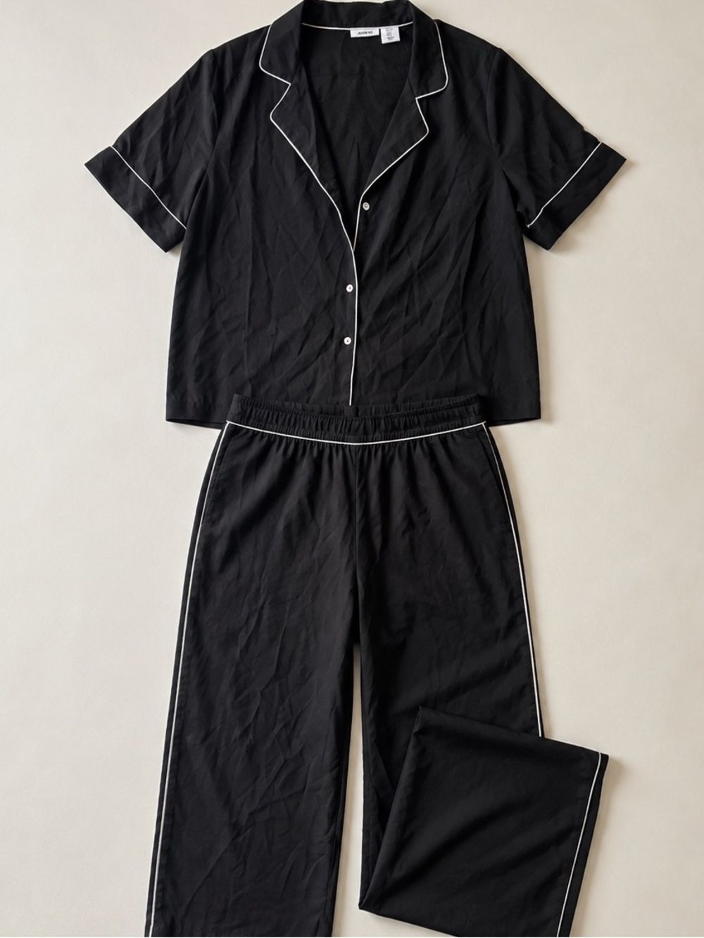 Jason Wu Black Pajama Set with White Piping – Size Medium